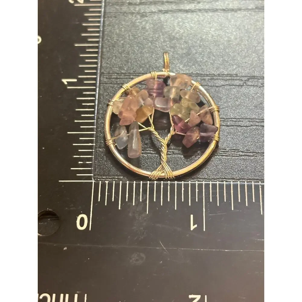Amethyst Tree of Life Pendant Silver Tone